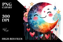 Colorful Moon with Hearts, Transparent PNG Product Image 2