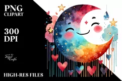 Colorful Moon with Hearts, Transparent PNG Product Image 2