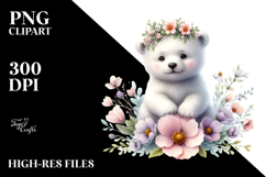 Baby Polar Bear Watercolor PNG Product Image 2
