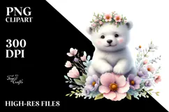 Baby Polar Bear Watercolor PNG Product Image 2