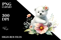 Baby Polar Bear Watercolor PNG Product Image 2