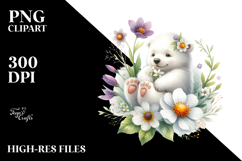 Baby Polar Bear Watercolor PNG Product Image 2