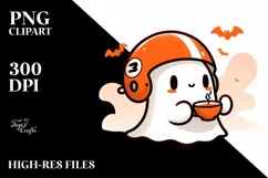 Football Helmet Ghost with Tea, Simple PNG Product Image 1