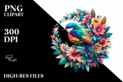 Vibrant Watercolor Bird PNG Product Image 1