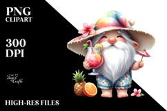 Whimsical Cute Gnome Drinking a Cocktail, PNG Product Image 2