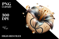 Abstract Lily with Golden Insertions PNG Product Image 2