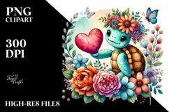 Colorful Baby Turtle on Flower Heart, Transparent PNG Product Image 2