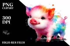 Vibrant Cute Baby Pig | Sublimation | Clipart Product Image 1