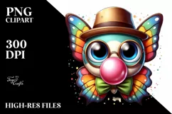 Colorful Butterfly with Chewing Gum | Quirky Style Clipart Product Image 1