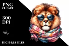 Cute Lion Portrait in Vibrant Watercolor | Funny Clipart Product Image 3