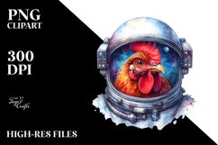 Colorful Chicken Astronaut Watercolor Clipart Product Image 2