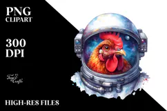 Colorful Chicken Astronaut Watercolor Clipart Product Image 2
