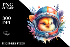 Colorful Watercolor Chicken with Astronaut Helmet Product Image 2