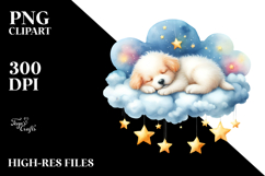 Boho Puppy Sleeping on the Cloud PNG Product Image 2