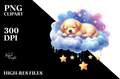 Boho Puppy Sleeping on the Cloud PNG Product Image 2