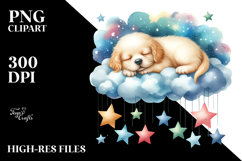 Wimsical Puppy Sleeping on a Cloud PNG Product Image 2