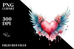 Watercolor Wings Heart PNG Product Image 2