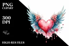 Watercolor Wings Heart PNG Product Image 2