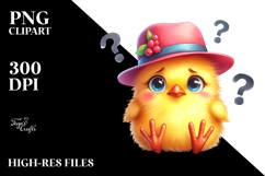 Funny Sitting Chick in Hat Clipart Product Image 2
