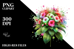 Impatiens Watercolor Splash PNG Product Image 2