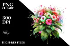 Impatiens Watercolor Splash PNG Product Image 2