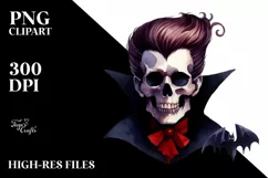 Vampire Skull with Hair, Transparent PNG Product Image 1