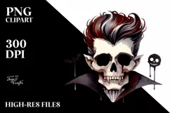 Vampire Skull with Hair, Transparent PNG Product Image 3