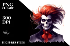 Vampire Skull with Hair, Transparent PNG Product Image 3