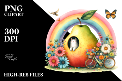 Illustration of a CAT House Made of Fruit Product Image 2