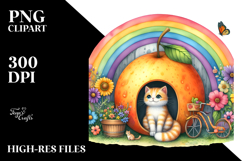 Illustration of a CAT House Made of Fruit Product Image 2