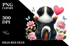 Cute Simple Flower Bernese Mountain Dog PNG Product Image 2
