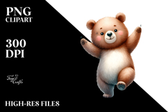 Funny Dancing Bear Watercolor Clipart Product Image 2