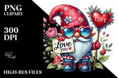 Detailed Valentines Gnome with Sunglasses, Transparent PNG Product Image 2