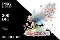 Tumbling Fairy With Petals | Sublimation Clipart Product Image 1