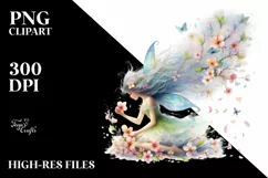 Tumbling Fairy With Petals | Sublimation Clipart Product Image 1