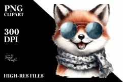 Cute Fox Portrait in Washed Watercolor | Funny Clipart Product Image 1
