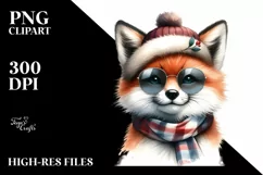 Cute Fox Portrait in Washed Watercolor | Funny Clipart Product Image 3