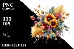 Vibrant Sunflower Bouquet | Sublimation | Clipart Product Image 1