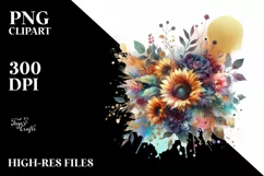 Vibrant Sunflower Bouquet | Sublimation | Clipart Product Image 1