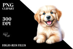Watercolor Baby Golden Retriever, Bright PNG Product Image 2