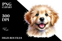 Watercolor Baby Golden Retriever, Bright PNG Product Image 2