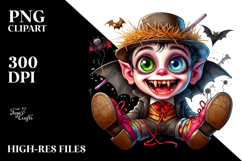Funny Vampire with Mismatched Shoes, Watercolor PNG Product Image 2