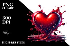 Red Splashy Heart Digital Painting PNG Product Image 2