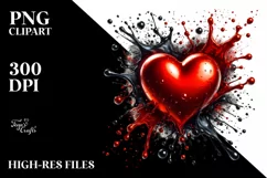 Red Splashy Heart Digital Painting PNG Product Image 2