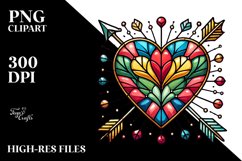 Retro Stained Heart with Arrow PNG Product Image 2