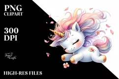 Tumbling Baby Unicorn With Petals | Sublimation Clipart Product Image 3