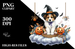Puppy with Jacko Landerns Watercolor PNG Product Image 2