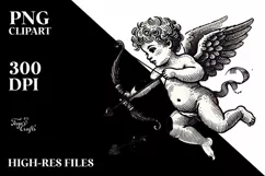Hand Drawn Vintage Cupid PNG Product Image 2