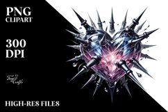 Tattoo Style Heart with Spikes PNG Product Image 2