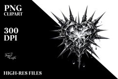Tattoo Style Heart with Spikes PNG Product Image 2